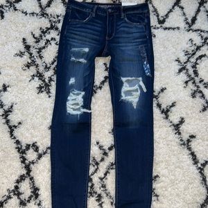 NWT 12 12L long American eagle super stretch X Jegging Destroyed dark in…